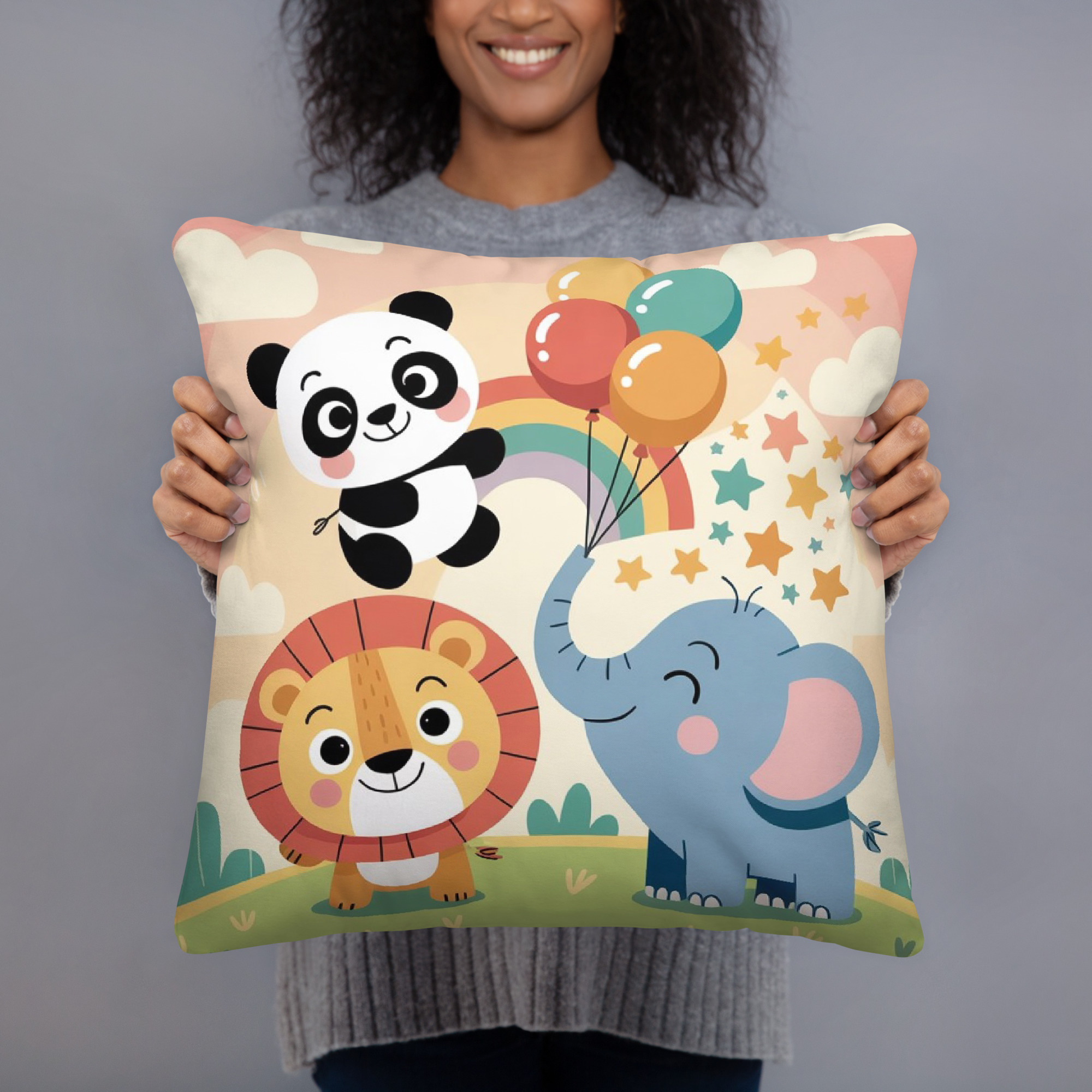 Kids animal pillow with colorful cute designs for children's bedroom comfort and happy sleep time