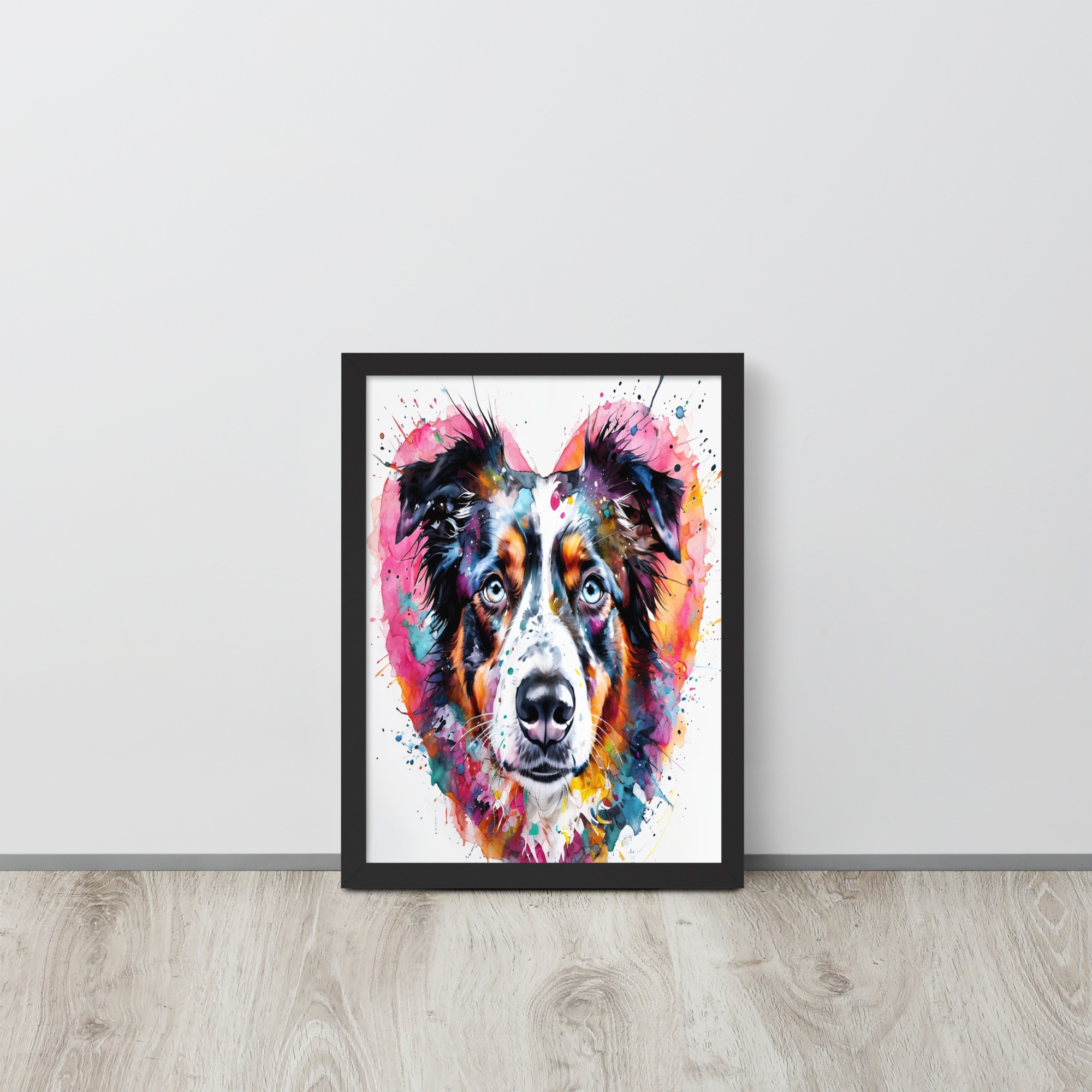 Vibrant Digital Painting of a Border Collie's Face – Colorful Dog Portrait Art